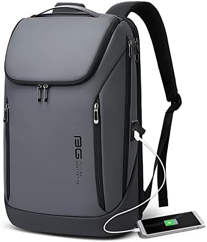 Бизнес Интелигентни Раница BANGE, Водоустойчива Раница за лаптоп 15,6 инча с USB порт за зареждане, Издръжлива Раница За Пътуване