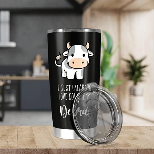 calanaram Персонализирана Чаша Кафе Pretty I Just Freaking Love Cow С вакуумна изолация За Уникален подарък За Рожден Ден,