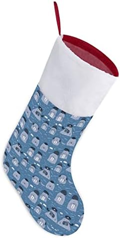 Cartoony Коледни Чорапи с Моржом, Коледна Елха, Висящи Чорапи за Камината, с Къси Плюшени Белезници, Украса за Дома Празнични Партита