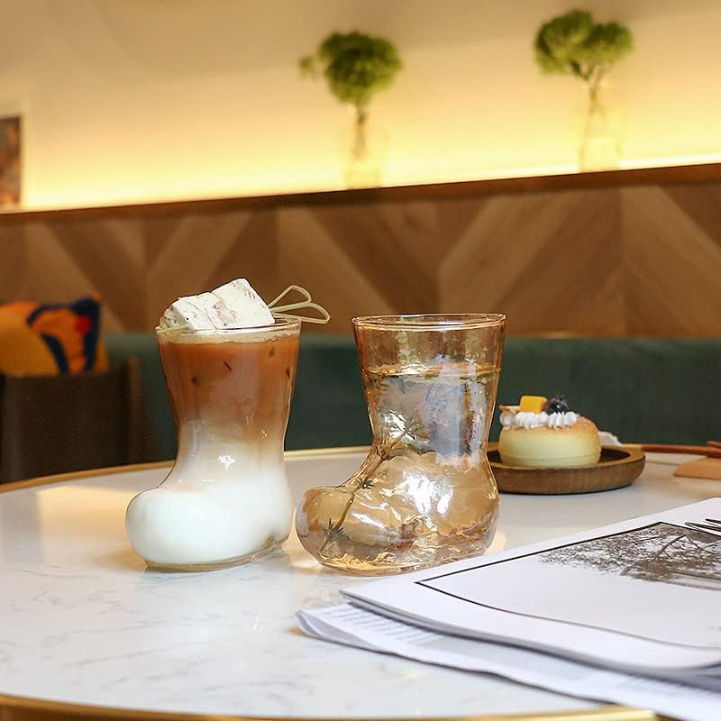 YiYLunneo Wind творчески обувки стъклена прозрачна индивидуалност напитка за сок една чаша тенденция кафеена чаша за студени напитков风创意靴子玻璃杯透明明