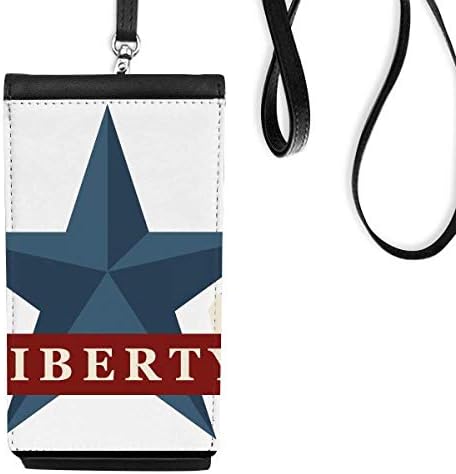 Пентаграмът Свобода Лозунг На Америка Е Държава Град Телефон В Чантата Си Портфейл Окачен Мобилен Калъф Черен Джоба