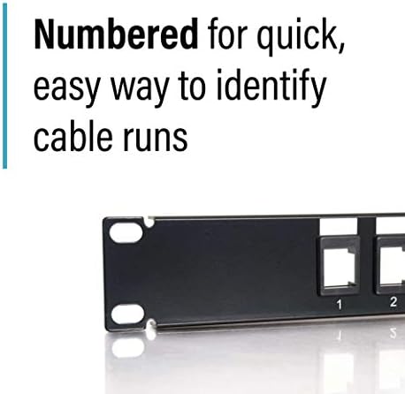 12-Портов премина панел C2G - Е, Трапецеидальная панел 1U За кабели Ethernet - Работи с почти всички разъемным конектор, включително Cat6 - 03857, черен