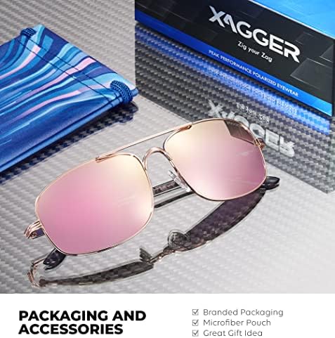 Квадратни Поляризирани Слънчеви Очила-Авиатори Xagger за Мъже със Стил Пилот, Метални Слънчеви Очила За Шофиране,