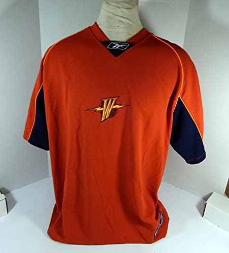 2001-02 Играта Голдън Стейт Уориърс Пусна Оранжева тениска за стрелба с 911 с нашивкой 2XL 14 - Използван игра в НБА