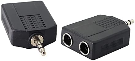 PNGKNYOCN Сплитер стереозвука от 3,5 мм (1/8 инча) до 6,35 мм (1/4 инча), TRS конектор 3,5 мм за две конектори 6,35 мм за свързване на аудиоразъема nterconnect (комплект от 2 теми)