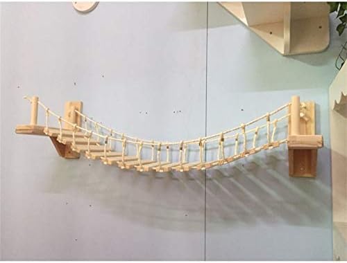 xiaofeng214 Дървена котешки мост, приложено към стената, парче сезал, за скокове, мебели за вашия домашен