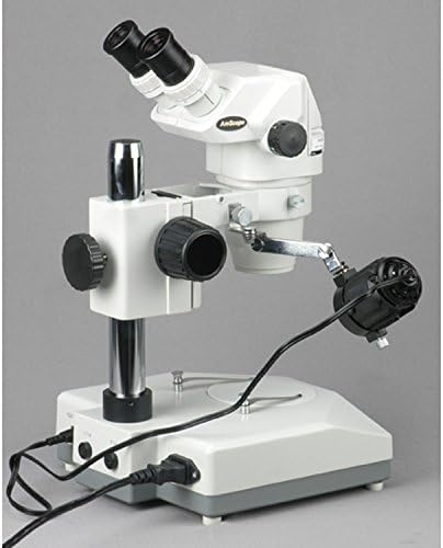 Професионален бинокъла на стереоскопични увеличение на микроскопа AmScope ZM-2BX, окуляры EW10x, увеличаване на 3,35 X-45Ч, обектив с увеличение 0,67 X 4,5 X, Горния и долния галоген
