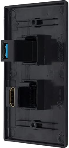 Точка на купувача 2 порта Keystone, 1 HDMI порт и 1 порт USB 3.0 Стенни панела (черен) (2 опаковки)