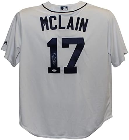 Майк Mariana McLain с автограф на Детройт Тайгърс Majestic White XL 31-6 JSA 25407 - Тениски MLB с автограф Дени Маклейна