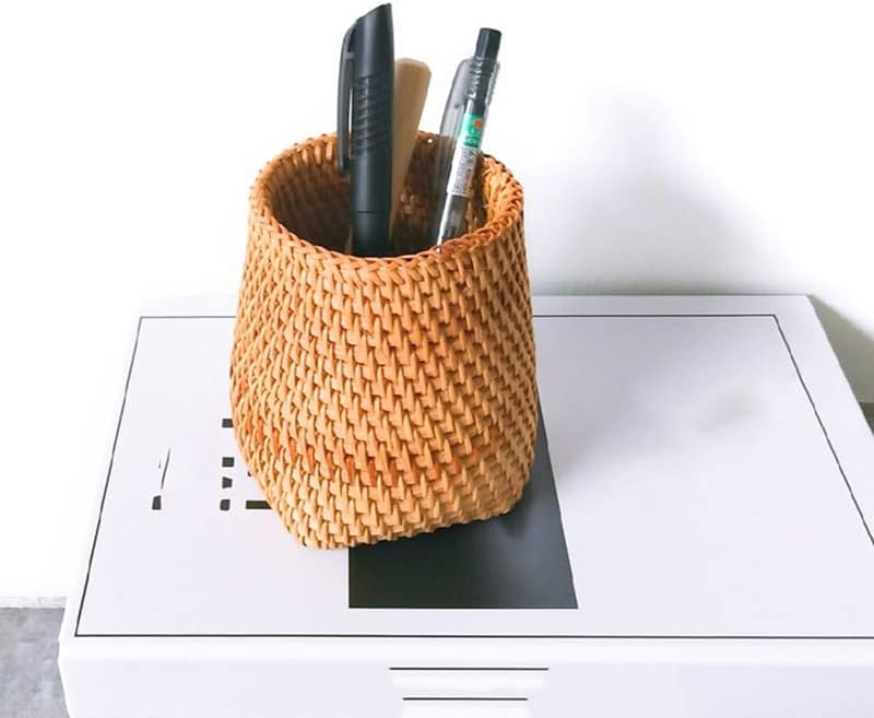 SDFGH Държач за химикалки ръчно изработени От плетеного дърво Ръчна изработка, Тръстика Контейнер за офис, Кутия за съхранение,