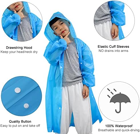 Дождевики NVioAsport за възрастни, за многократна употреба Лек дъждобран за мъже и жени с качулка на експозиции и еластични маншети на ръкавите