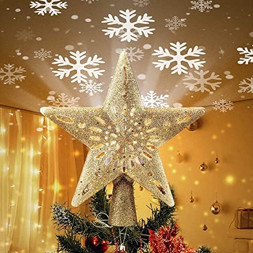 Коледна Звезда, Коледа в цилиндър с вградени led прожектори, под формата на Снежинки, Выдолбленный Topper във формата