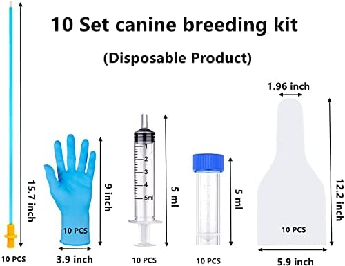 10 Комплекта комплект за развъждане на кучета за изкуствено осеменяване AI, Определени за разплод на кучета, определен за селекционер За осеменяване на кучета, Еднок