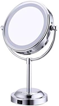 MJSZM Двустранно Огледало за грим с подсветка - Тоалетен огледало с осветление; Увеличение; Полиран хром