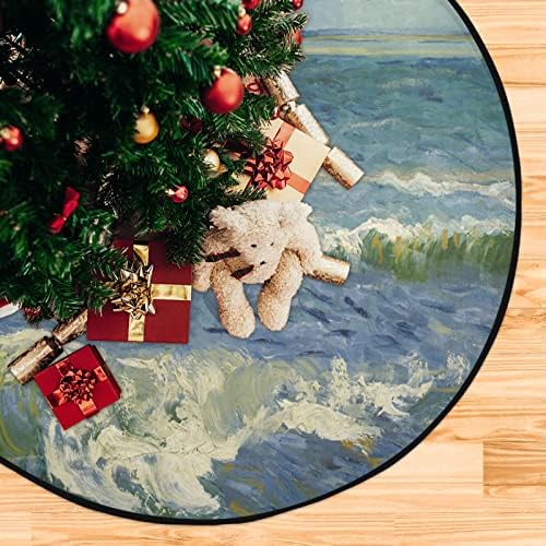Подложка за елхи от полиестер Kigai Van Gogh Sailboat, можете да използвате за декорация на дома за Коледно парти, създайте забавление за вашето коледните празници 28,3 инча в д