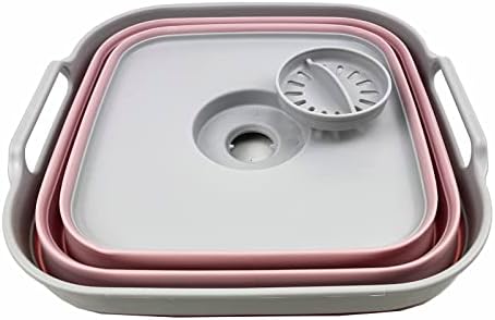 Разборное кофа за миене на съдове SAMMART обем от 10 литра (2,64 литра) с дренаж тапа - Сгъваема леген за миене на съдове - Преносим вана за миене на съдове - Компактен кухнен