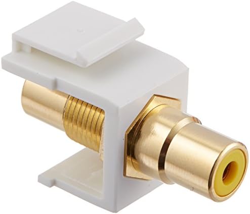 Модулен конектор за свързване на RCA връзка Monoprice 106549 Keystone Jack - Бял С Жълт център