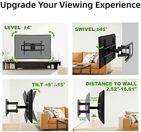 Определяне на UXS Full Motion TV Mount за телевизори с диагонал от 37-90 инча Предварително Събраното Наклон на планина за телевизори с диагонал от 26-55 инча