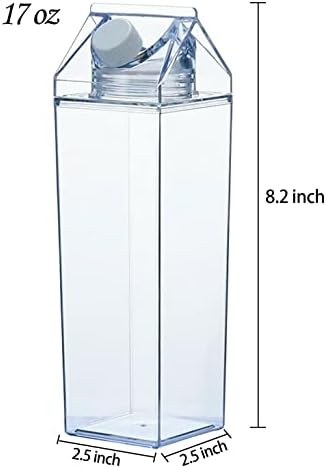 WAWW 6 Опаковки, Пластмасова бутилка за вода от картонени опаковки от мляко, 17 Грама, Пластмасови Кутии за мляко, Прозрачна Преносима Чаша за Пиене, Квадратни Бутилки ?