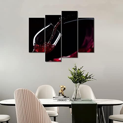 Червено Вино в Стъклена Стена Художествена Рисувани Живопис Печат Върху Платно Снимки Храна за Украса на Дома