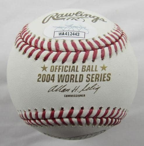 Педро Мартинес подписа договор с Rawlings World Series 2004 серии с Обратен проклятие I - Бейзболни топки с автографи