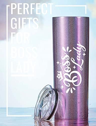 Onebttl Boss Lady Gifts Изолирани чаши от неръждаема стомана с капак и соломинками, (20 грама) от Забавна идея за подарък Boss Lady за жени на Ден на Шефа, рожден Ден, Коледа, Благода?