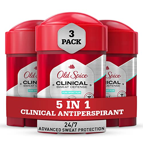 Дезодорант-антиперспиранти Old Spice Clinical Пот на Отбраната за мъже, 72 часа, Pure Sport Plus, 1,7 грама, опаковки от 3