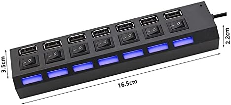 UXZDX USB захранващ Адаптер с няколко пристанища разширяване на 2.0 USB-хъб с Ключ за персонален КОМПЮТЪР с Множество интерфейси (Цвят: черен)