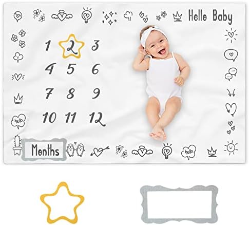 Детско Месечно одеяло Milestone за момче или момиче, Одеало Hello Baby Monthly Milestone за душата на детето, Одеало