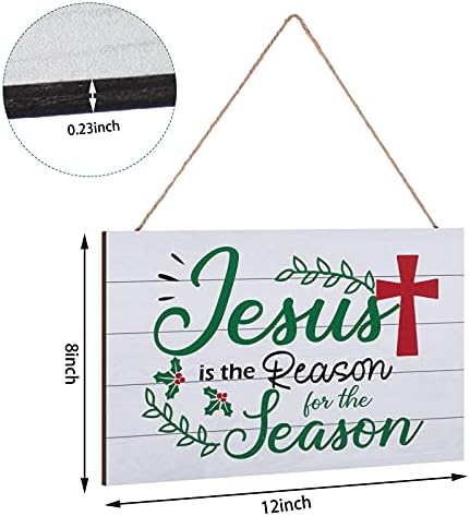 Коледен Исус Дървена Табела Исус е Причина за сезона Окачен Знак Коледен Кръст Сцена Стенен Декор Коледно Дърво Украса