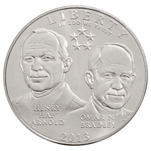 2013 D (2013) 5-звездни генерали Хенри ХЭП Арнолд и Омар Н. Брадли Полдоллара монетния двор на САЩ, Без да се прибягва