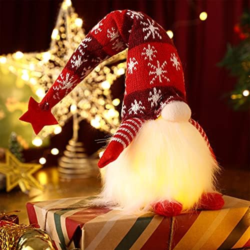 Коледни Джуджета с led осветление - 2 опаковки 16,5-инчов шведски плюшени играчки Tomte с подсветка Ръчно работа на батерии - Скандинавските Настолно украшение Santa Elf Зимн?