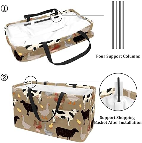 RATGDN за Многократна употреба за Хранителни стоки Чанта С Изображение на Селскостопански Животни Сгъваеми да Пере Големи Кутии За Съхранение Кошница За Пазаруване ?