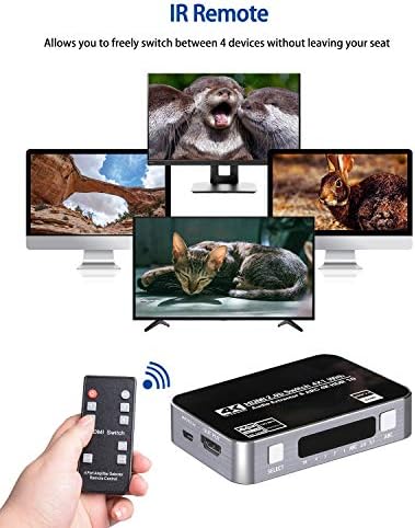 Аудио изход с ключа HDMI-4 в 1-BAISHUN 4-портов превключвател, HDMI-7.1-канальным аудио и оптичен SPDIF/Toslink и аудиовыходом