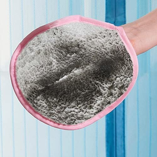 Мрежести ръкавици за миене на прозорци - Дебели ръкавици, за избърсване на прах от микрофибър за лесно отстраняване на прах и мръсотия (розов)