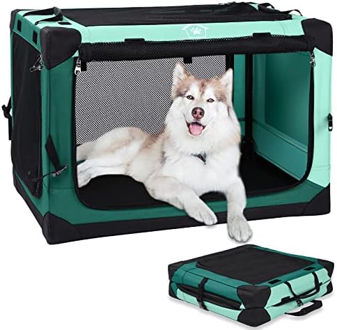 4-Врати, Мека Кутия за кучета Ownpets Сгъваем Портативен Мек Кутия със здрава стоманена Рамка и Мрежесто Подложка за пътуване в помещения и на открито, X-Large