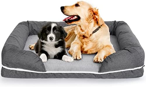 Легло за кучета FURSTROM от твърда пяна с памет ефект | Малка, Средна, Голяма, Ортопедични X-Large | Моющийся Калъф | Водоустойчива подплата | За Кучета и котки | Кушетка за до?