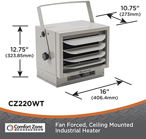 Comfort Zone CZ220G Тавана нагревател с мощност 5000 W и напрежение 240 с принудителна свързване на вентилатора
