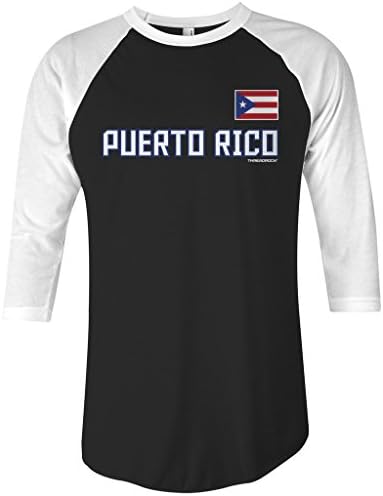 Тениска-Raglan Унисекс Threadrock Пуерто Рико Национална Гордост