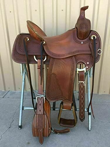 Седлото Star Trading Company Western Horse от Нова Американска кожата Flex Tree Пътека за езда Размера седалки от 14 до 15