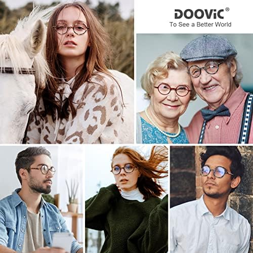DOOViC Кръгли Очила за Четене, Блокиране на Синя Светлина, Гъвкави и Леки Очила, Модерен Дизайн, Различни Черепаховые Очила