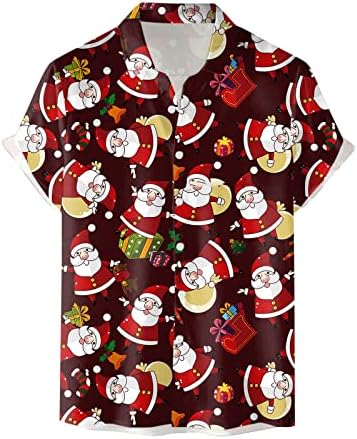 DSODAN Мъжки Коледни Ризи с копчета и Къс Ръкав, Забавна Хавайска Риза с Графичен Дизайн, Коледна Новост, Вечерни