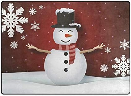 АЛАЗА Снежен човек и Снежинка Коледна Червената Зона Мек Нескользящий Подложка За Пода Моющийся Килим за Спалнята и Хола 1