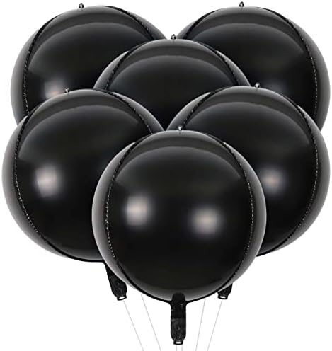 House of Party 4D Sphere Balloons Опаковка от 6 Черни Фольгированных топки 22 инча С Огледално покритие от
