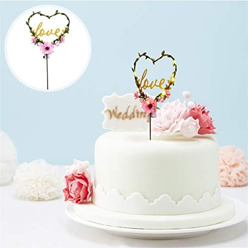 PartyKindom Love Shape Цвете Cupcake Topper Очарователно Украса на Торта с Леката Страна на Рожден Ден