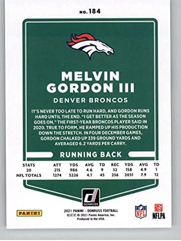 2021 Донрусс 184 Мелвин Гордън III Футболна карта Denver Broncos NFL NM-MT
