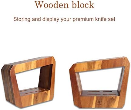 Комплект кухненски ножове WALLOP - Набор от ножове от 7 теми с дървен блок - Кухненски комплекти от немска стомана