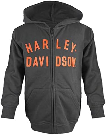 Френска Махровая hoody с качулка с цип за малки момчета на Harley-Davidson - Черна