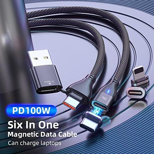 Кабел BoxWave е Съвместим с Ayaneo Next Pro (кабел от BoxWave) - Кабел MagnetoSnap PD AllCharge мощност 100 W, кабел за зареждане Magnet PD мощност 100 W USB Type-C Micro USB за Ayaneo Next Pro - черно jet black