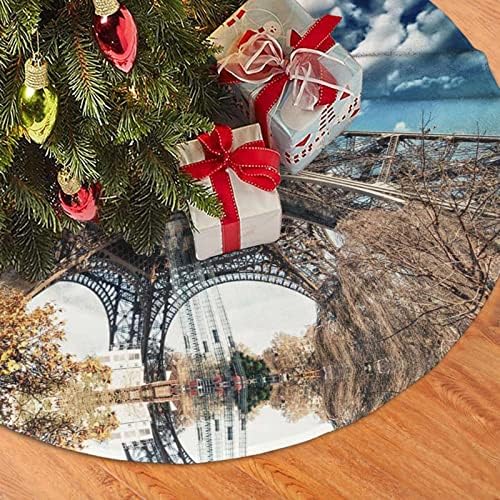 Пола за Коледно Парижката Кула Коледна Плюшен Пола за коледната Елха 48 Инча Дантела за Коледна Украса